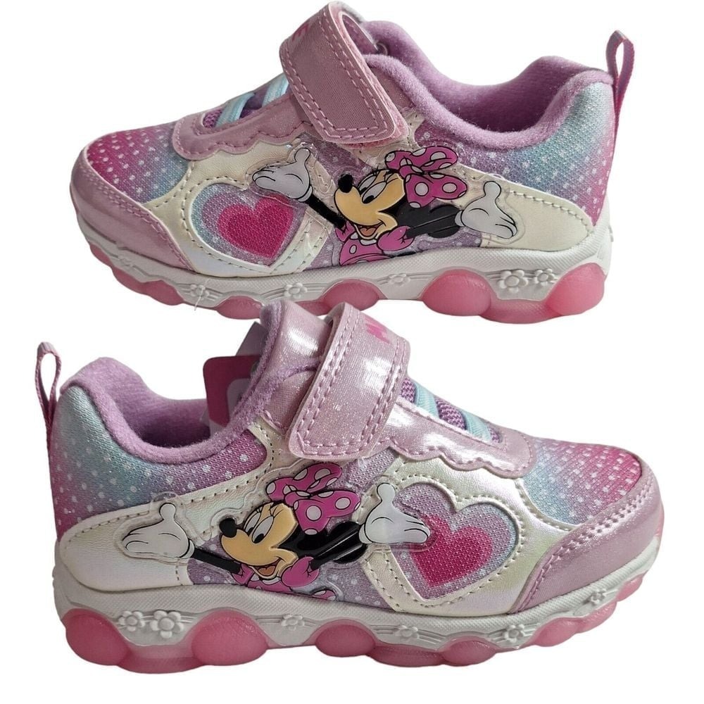 Minnie shoes for girls sneakers with LED light without laces Pink Size 8 (16cms)